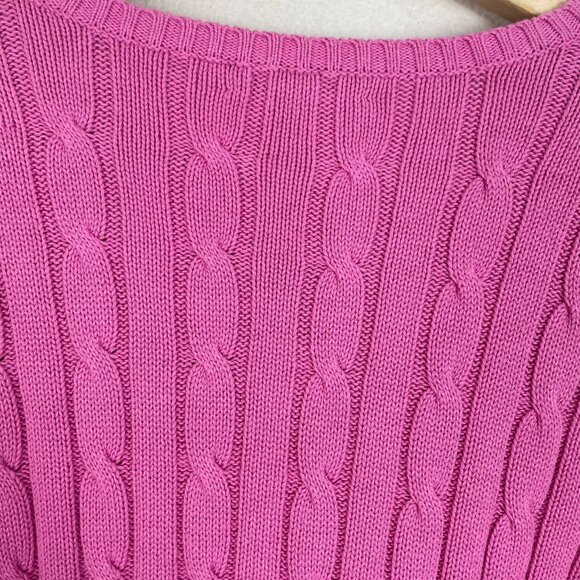 NEW Chaps Womens XL Pink Cable Knit Sweater V Neck Long Sleeve Knit Top - Picture 11 of 13